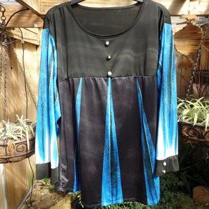 Black & Blue shiny jersey long sleeve top